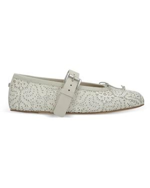 Ann Demeulemeester Buckle-Strap Ballet Flats - White