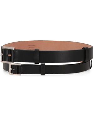 Tom Ford Double-Strap Leather Belt - Black