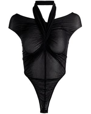 Atlein Draped Bodysuit - Black