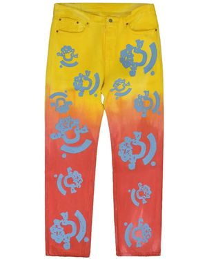 DENIM TEARS Bstroy 501 Graphic-Print Jeans - Yellow