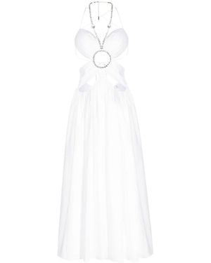 Area Cut-Out Crystal-Embellished Midi Dress - White