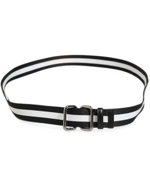 Dolce & Gabbana Striped Metal-Buckle Belt - Black