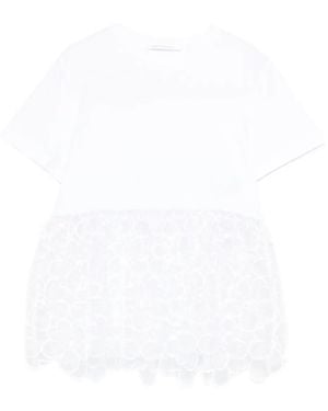 Cecilie Bahnsen Lace-Detail T-Shirt - White