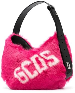 Gcds Small Comma Faux Fur Logo Shoulder Bag - Pink