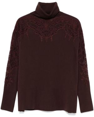 Ermanno Scervino Lace-Detail Jumper - Purple