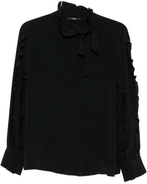 Seventy Ruffle-Trim Pussy-Bow Blouse - Black