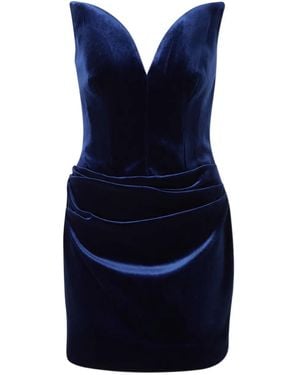 Roland Mouret Pleated Velour Dress - ブルー
