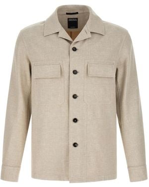 ZEGNA Crossover Patch-Detail Overshirt - Natural