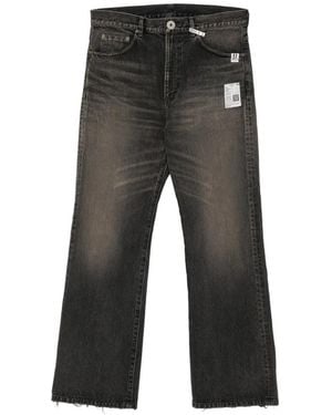 Maison Mihara Yasuhiro Patch-Detail Whiskered Jeans - Grey