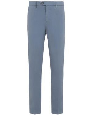 Canali Straight-Leg Cotton Chino Trousers - Blue