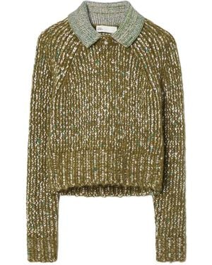 Tory Burch Pull À Col Contrastant - Vert