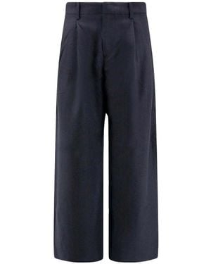 Tonywack Wide-Leg Pleated Cotton Pants - Blue