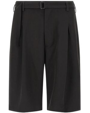 Cellar Door Belt Fabric Bermuda Shorts - Black