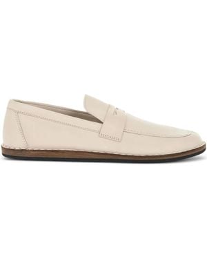 The Row Cary Leather Penny Loafers - Natural