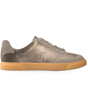 Calvin Klein Logo-Embroidered Trainers - Brown