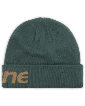 thisisneverthat Big Cuff Logo-Intarsia Beanie - Green