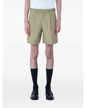 Prada Cotton Pleated Shorts - Natural