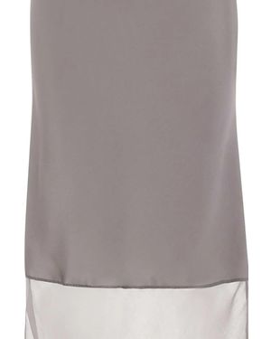 THE GARMENT Catania Tulle-Panel Silk Midi Skirt - Grey