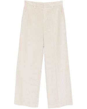 Brunello Cucinelli Corduroy Loose Pants With Monili - White
