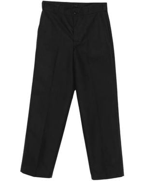 Prada Pressed-Crease Logo-Plaque Trousers - Black