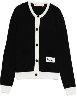 Marni Button Embroidery Cardigan - Black