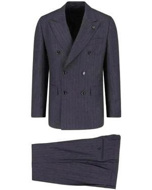 Lardini Double-Breasted Pinstripe Suit - Blue