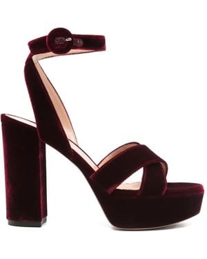 Gianvito Rossi Criss-Cross-Strap Heeled Sandals - White