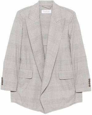 Max Mara Veste Glen Plaid En Laine - Grey