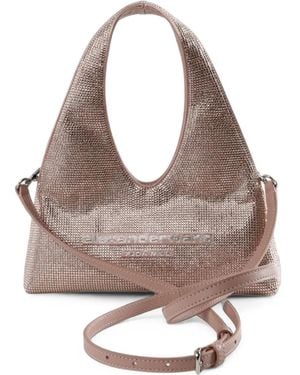 Alexander Wang Crystal-Embellished Logo-Patch Shoulder Bag - Grey