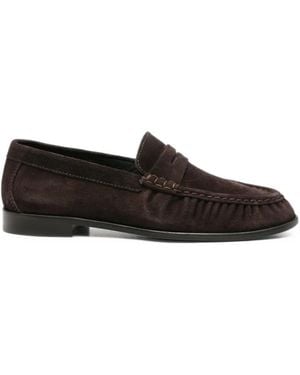 Poeve Ruched Suede Loafers - White
