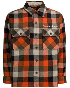 Human Made Manteau Oversize À Carreaux - Orange