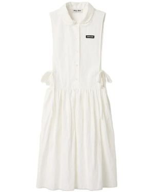 Miu Miu Robe En Popeline - White