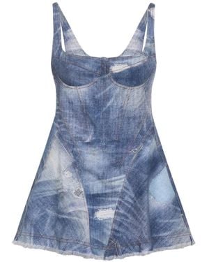 Roberto Cavalli Patchwork Mini Dress - Blue