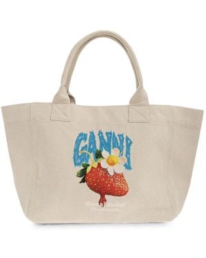 Ganni Cotton Tote Bag - Natural