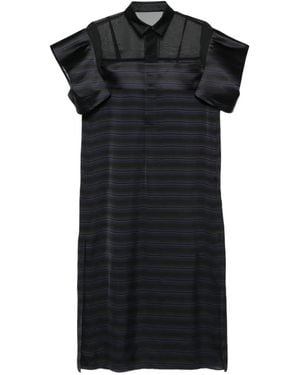 Sacai Mesh Striped Shirt Dress - Black
