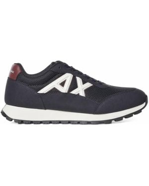 ARMANI EXCHANGE Logo-Patch Paneled Sneakers - Blue