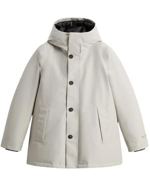 Woolrich Kapuzenparka Mit Knopfverschluss - Weiß