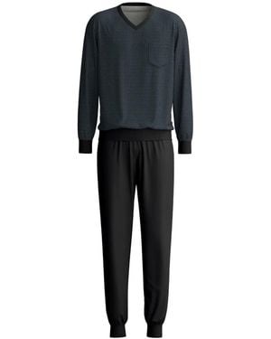 CALIDA Pijama Con Estampado Geométrico Y Cuello En V - Negro