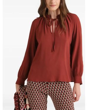 Maliparmi Ruffled-Collar Raglaan-Sleeved Blouse - Red