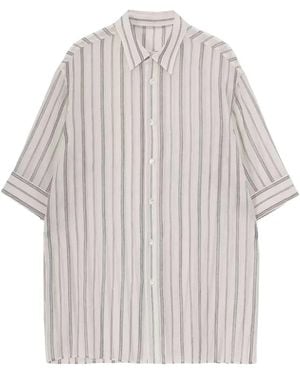 Yohji Yamamoto Striped Short-Sleeve Shirt - White