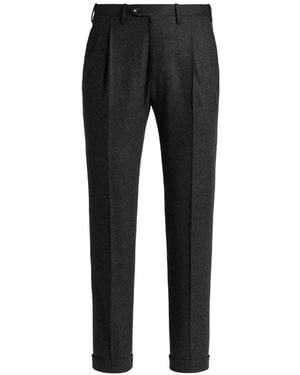Kiton Pantaloni Sartoriali Con Pieghe - Nero