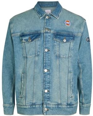 AN-Y1 Star-Panelled Stretch-Denim Jacket - Blue