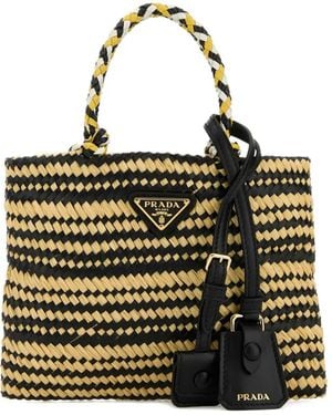 Prada Gewebter Tote Bag Aus Raffiabast - Mettallic