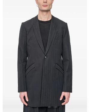 The Viridi-anne Frayed Button-Up Blazer - Gray