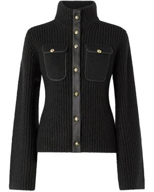 PINKO Ribbed Cardigan With Pockets - Black