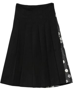 Stine Goya Floral-Print Pleated Midi Skirt - Black