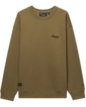Alpha Industries Embroidered-Logo Crew-Neck Sweatshirt - Green