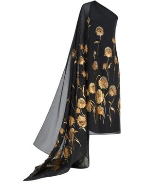 Taller Marmo Steinem One-Shoulder Floral Dress - Black