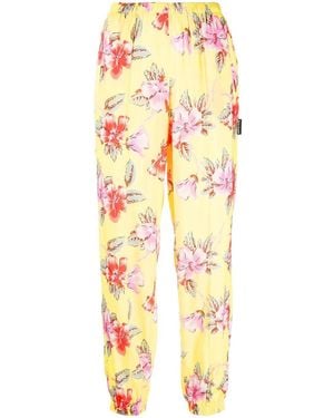 Palm Angels Floral-Print Tapered Joggers - Yellow