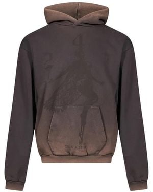 Represent 247 Fallen Angel Graphic-Print Faded-Effect Hoodie - Gray